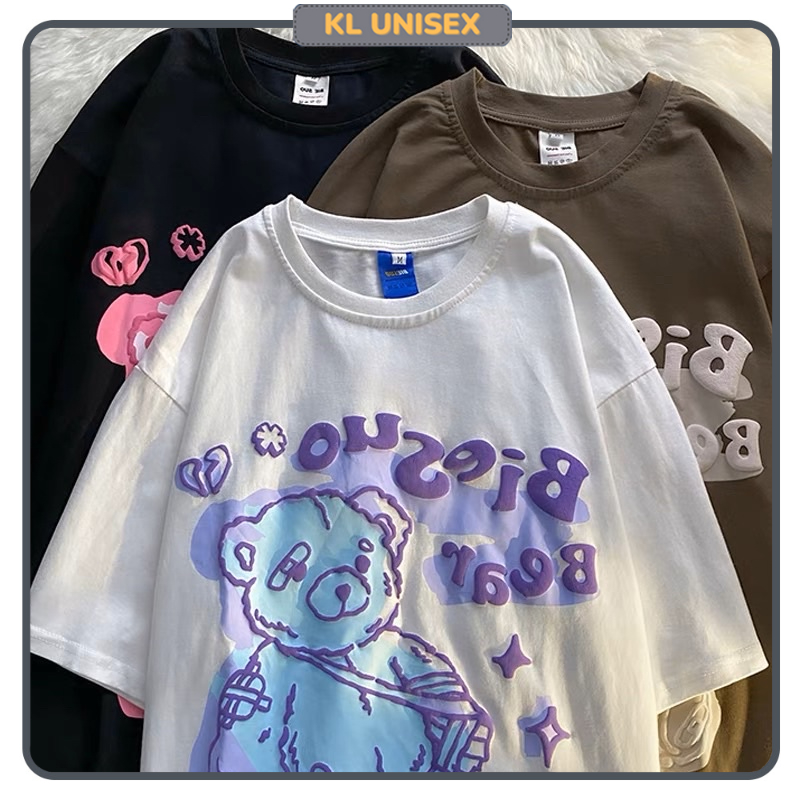 Áo thun from rộng nam nữ In Nổi gấu Brosie 3 màu Unisex Áo phông KL Unisex