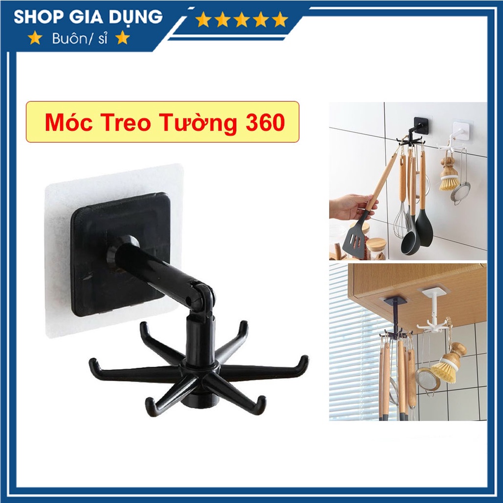 Móc Treo Đồ Đa Năng Dán Tường 6 Nhánh Xoay 360 Độ - Móc Dán Tường Đa Năng