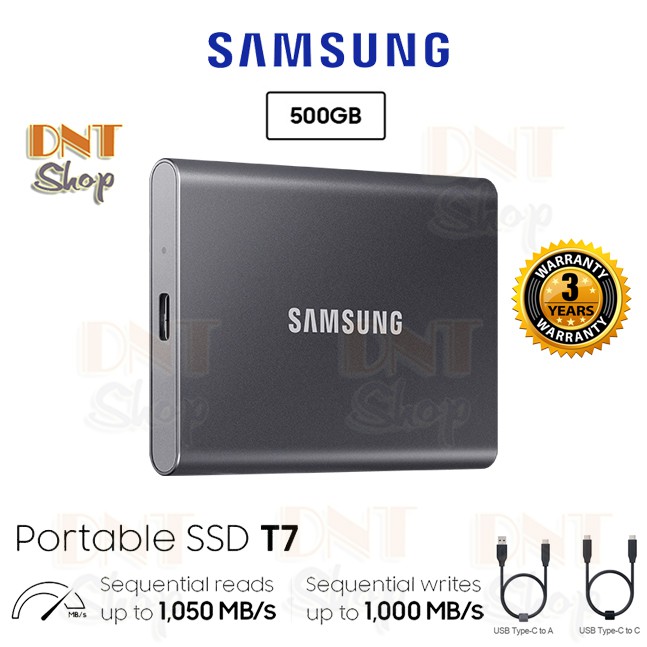 Ổ cứng di động SSD Portable Samsung T7 500GB - USB 3.2 Gen 2 (MU-PC500) | BigBuy360 - bigbuy360.vn