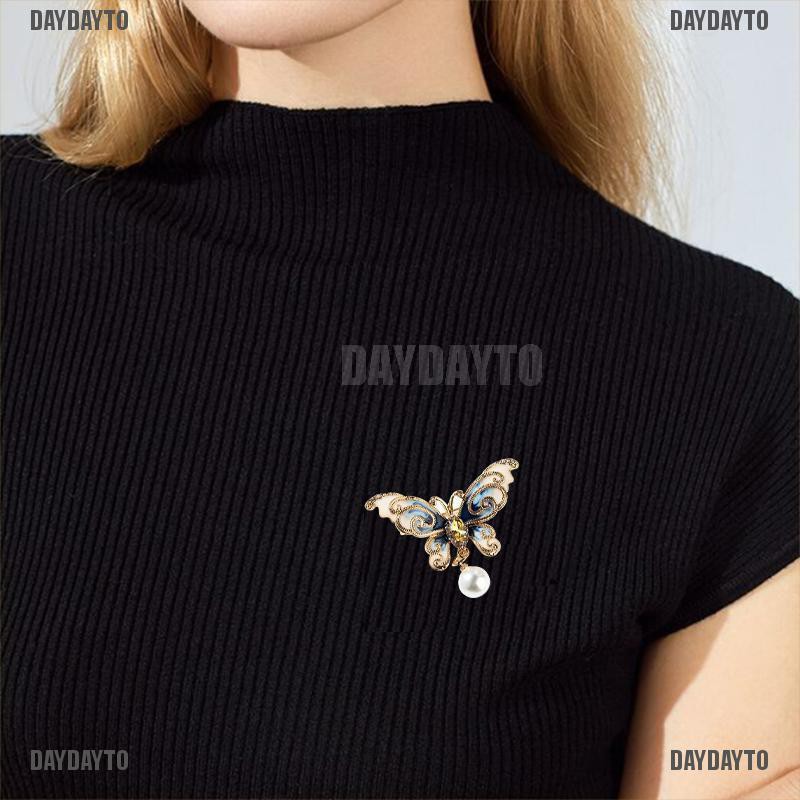 Ghim Cài Áo Hình Bướm Đính Đá Và Ngọc Trai Nhân Tạo Thời Trang Cho Nữ