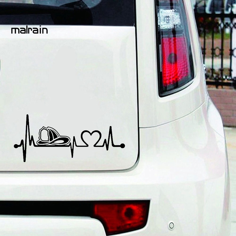 Sticker Dán Trang Trí Xe Hơi Hình Nhịp Tim Lính Cứu Hỏa