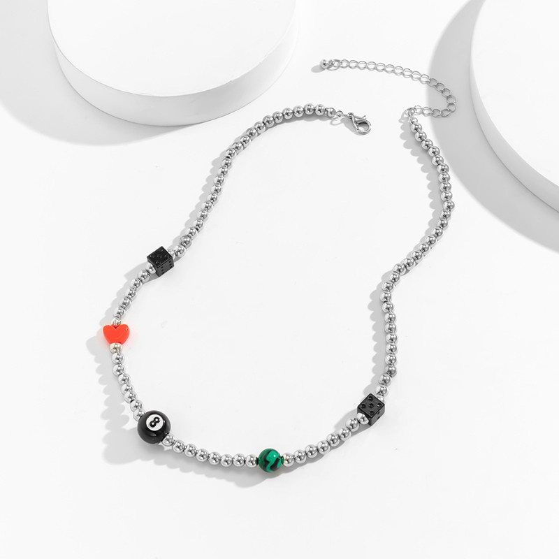 Vòng cổ Dạng Chuỗi Hạt Mặt Hình Trái Tim Phong Cách Hip Hop Cho Nam