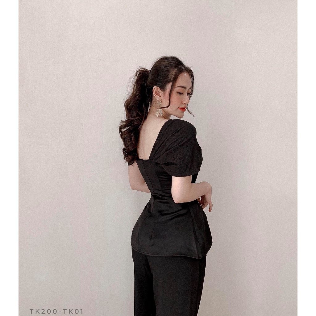 Áo peplum xoắn ngực chất liệu vải phi phối xốp gạo cực xịn