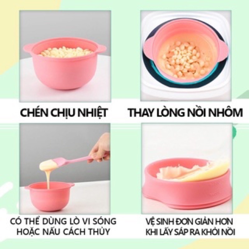 Chén nấu sáp wax lông chất liệu silicon chịu nhiệt chống dính