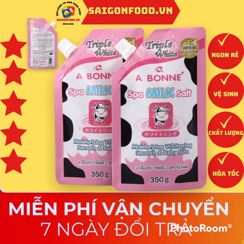 [Chuẩn Thái Lan] Muối Tăm Sữa Bò A Bonne Spa Milk Salt - Tẩy Tế Bào Chết Body Và Mặt Thái Lan Hương Sữa Tươi Gói 350g