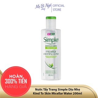 [Mẫu mới] Nước Tẩy Trang Simple Dịu Nhẹ Kind To Skin Micellar Water 200ml