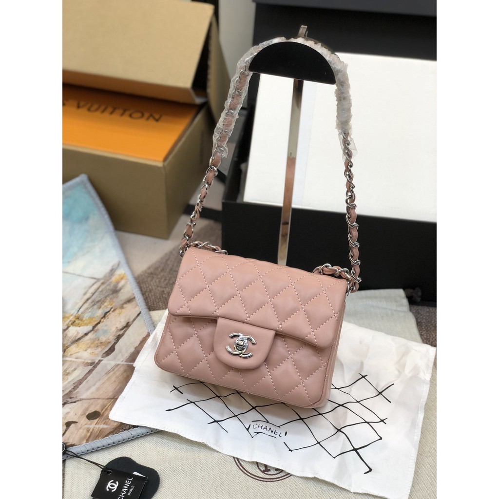 Túi Classic super da lì size 18cm màu hồng