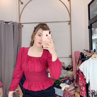 Áo xô nhúm eo cổ vuông hàng QC!