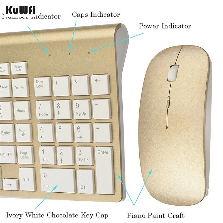 Bộ Bàn Phím, Chuột Không Dây 2.4GHz Ultra-Thin D6U4 - Bộ Bàn Phím Chuột Không