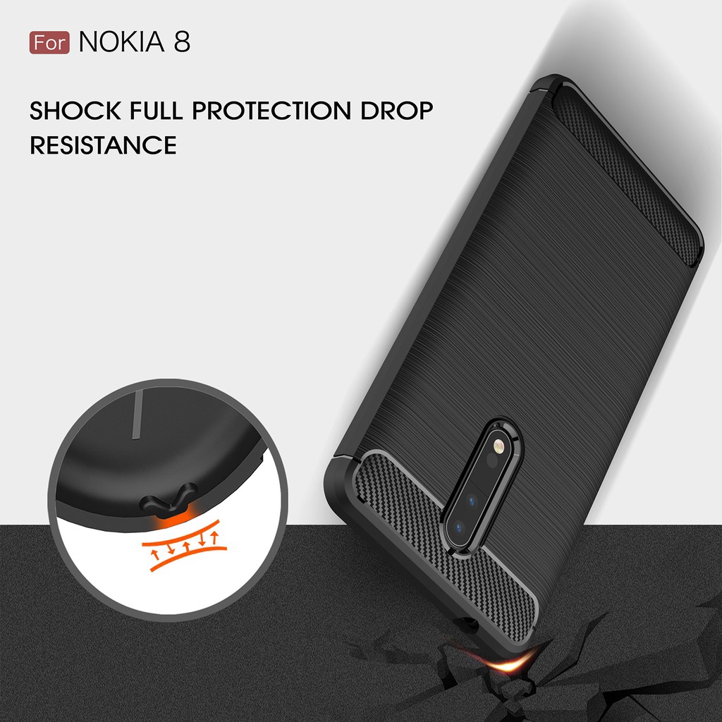 Ốp điện thoại silicon sợi carbon chống sốc cho Nokia 8 Nokia 8