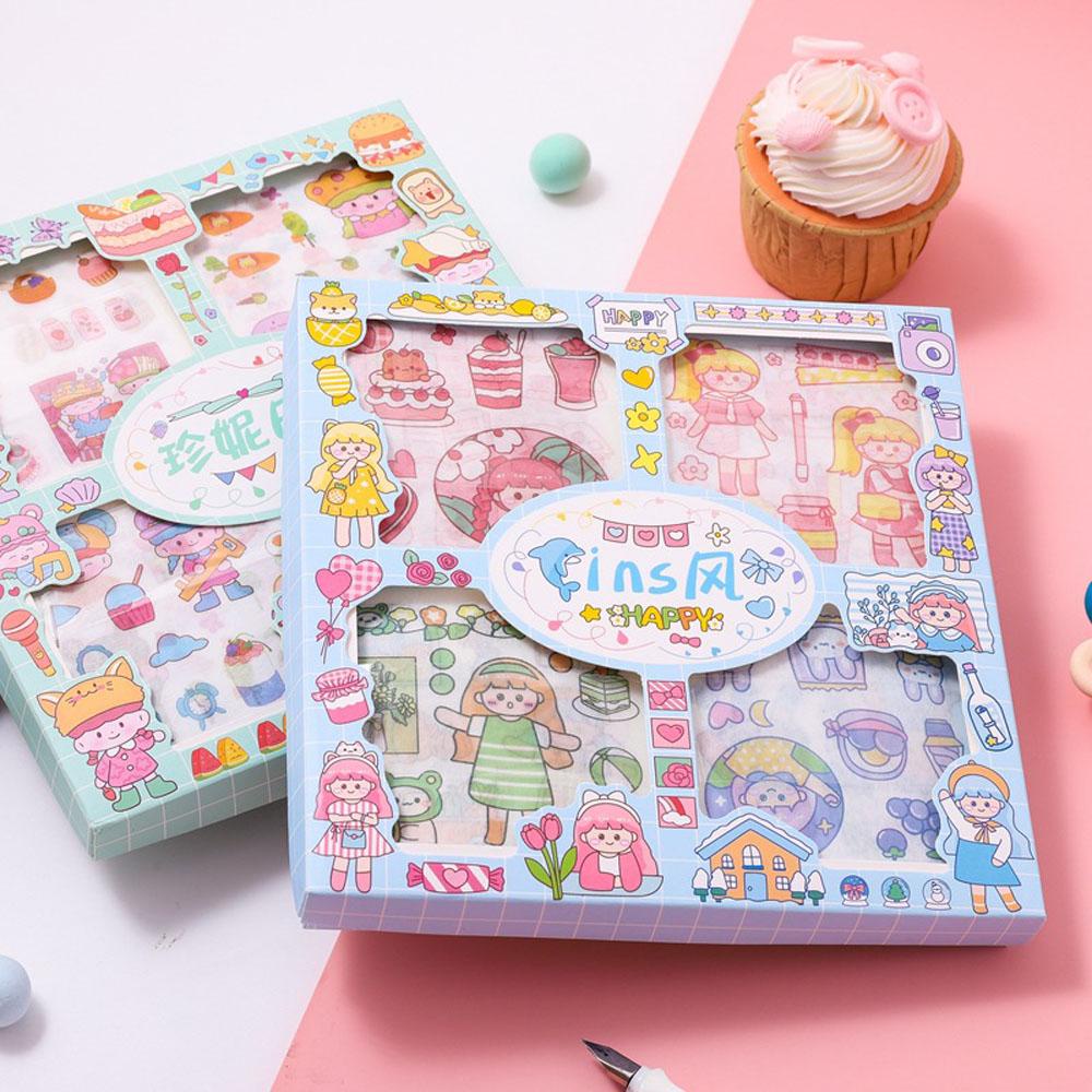 PEWANY Bộ Nhãn Dán Họa Tiết Hoạt Hình Xinh Xắn Trang Trí Hộp Quà