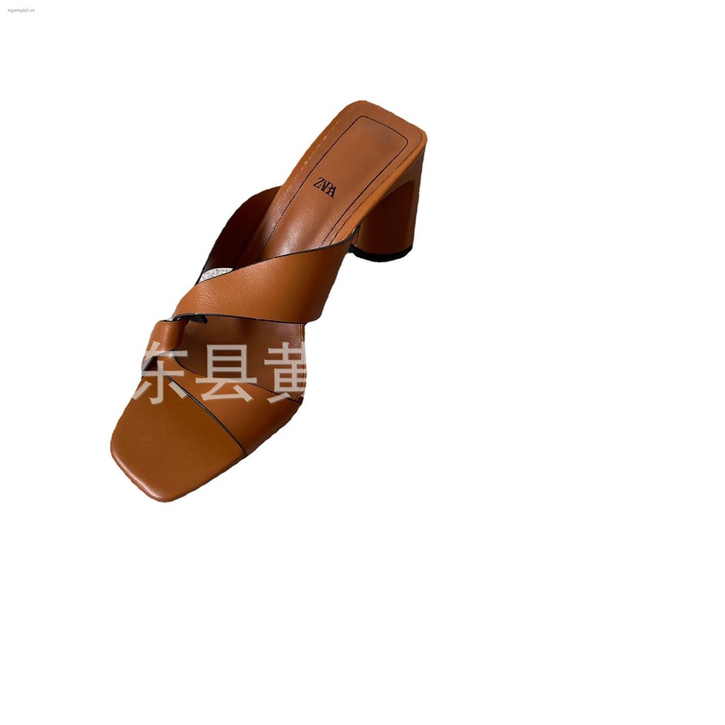 Dép cao gót hở ngón màu nâu thời trang nữ cho mùa hè