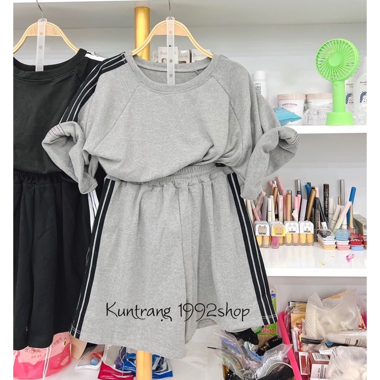 Set Bộ Trơn Sọc Hot Unisex Nam Nữ Chất Tăm Gân Dày Form To Freesize- Bộ Đùi Short Đi Chơi Mặc Nhà Dày Đẹp Cá Tính