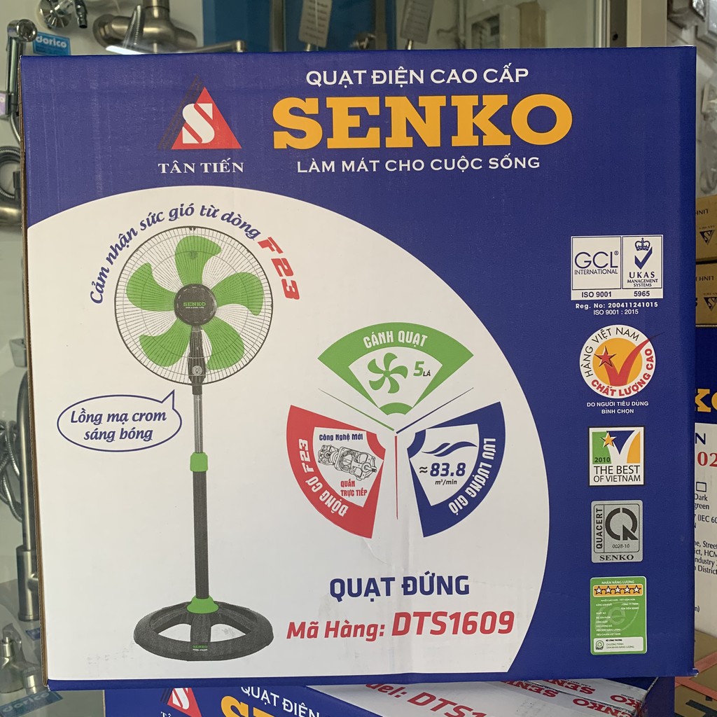 [Ship Hoả Tốc] Quạt đứng Senko DTS1609 thân sắt lồng xi