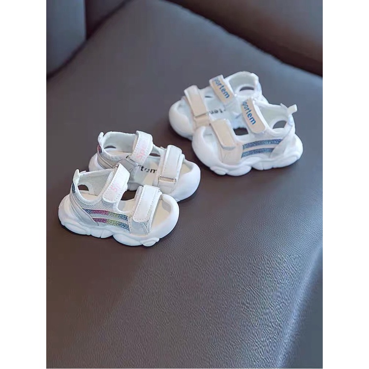 sandal bé trai - dép quai hậu tập đi cho bé gái có chống vấp  kẻ kim tuyến lấp lánh thời trang hè 6606