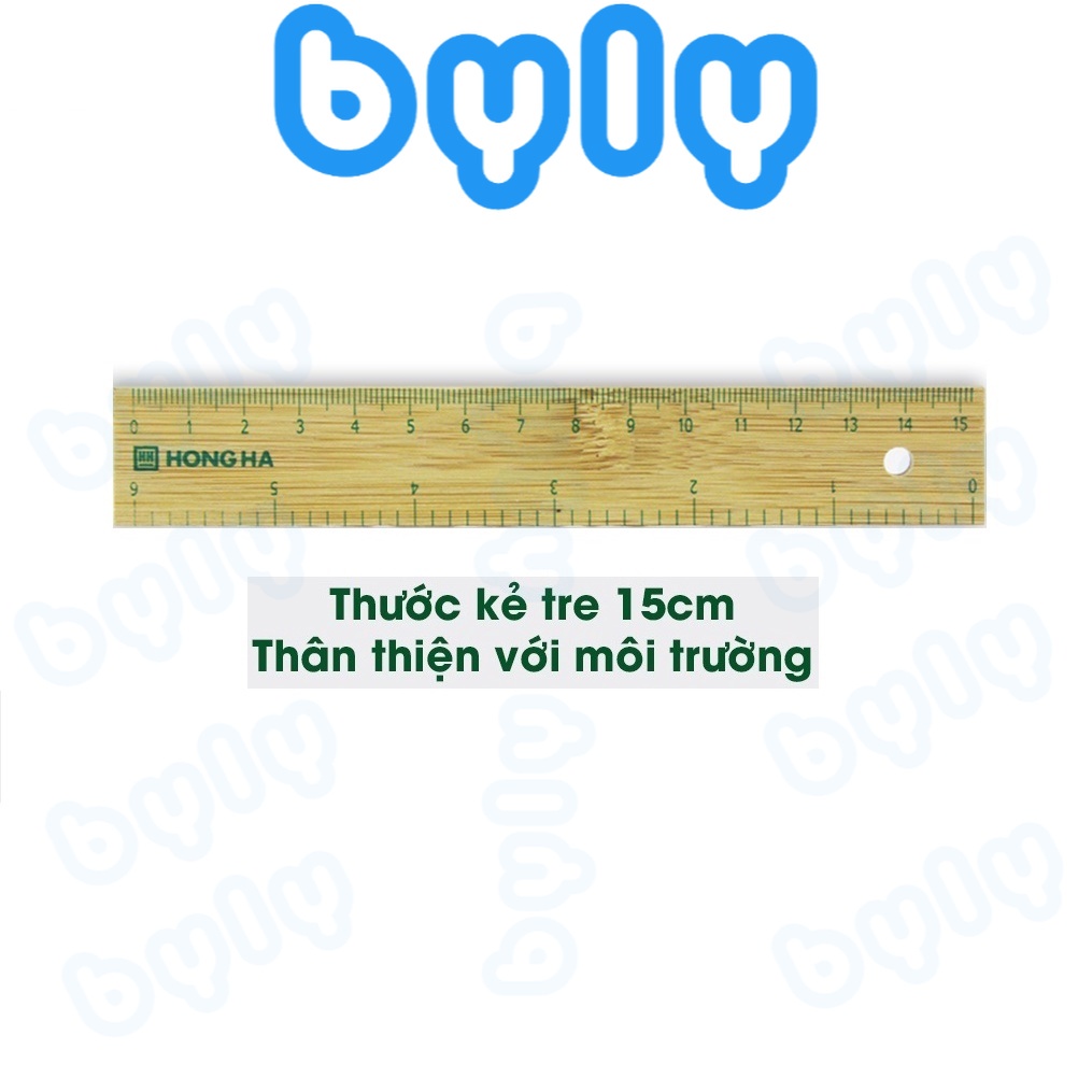 [Ship hỏa tốc] Thước gỗ 15cm chất liệu tre thân thiện với môi trường Hồng Hà - MS: 3492 - ByLy Store