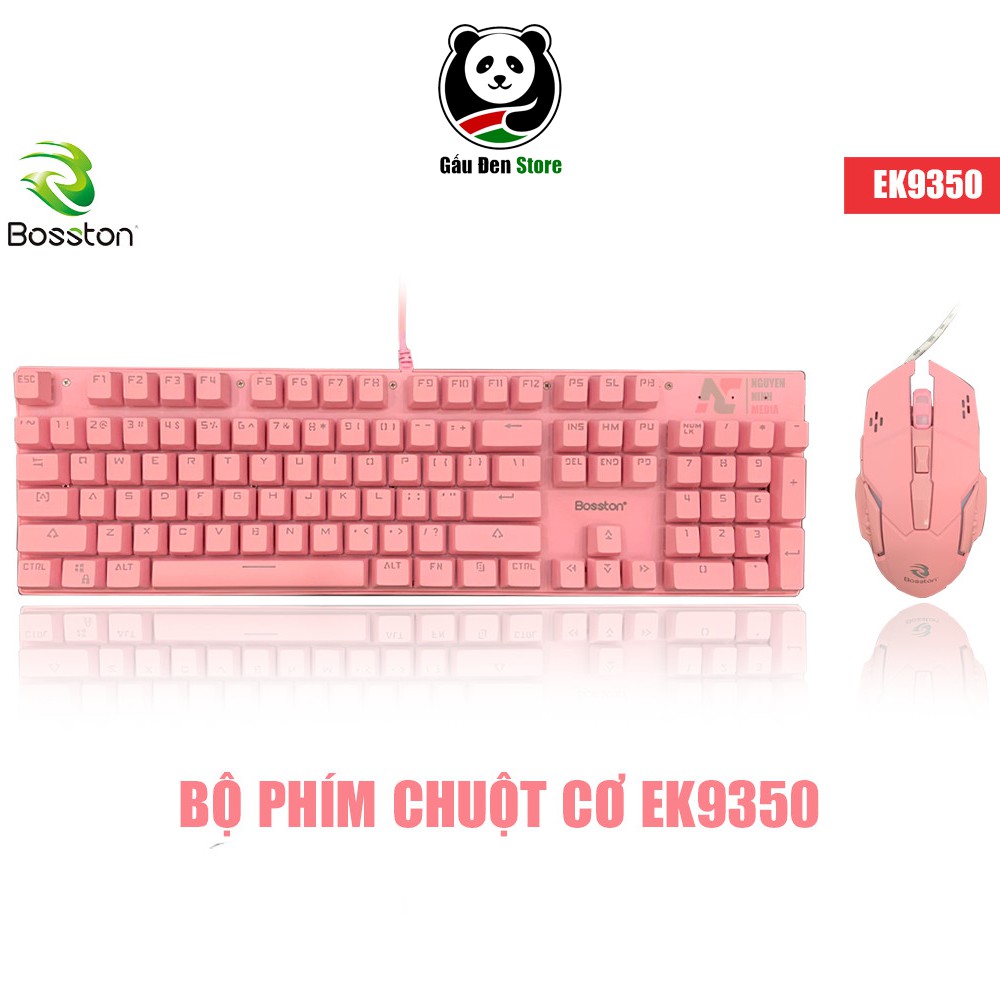 Bộ Phím Chuột Cơ Bosston EK9350 Màu Hồng - Hàng Chính Hãng