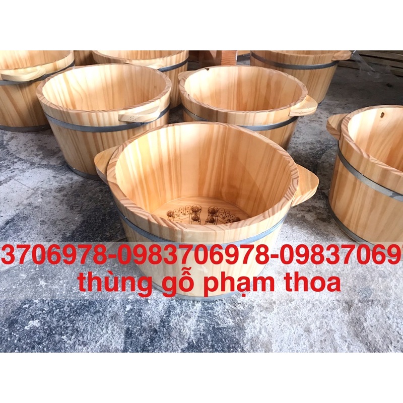 Chậu gỗ ngâm chân massage kèm bàn lăn