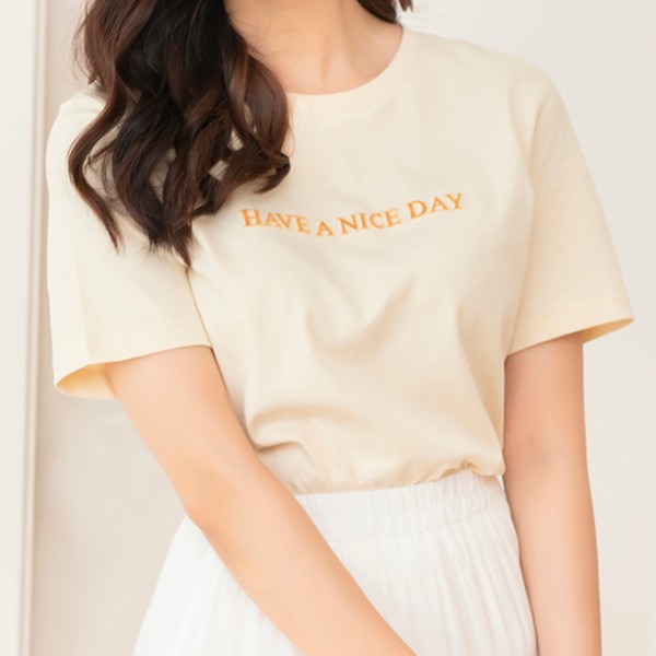 Áo phông thêu chữ nhung Have a nice day