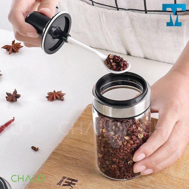 Hũ gia vị thủy tinh JIMMEAL 250ml (Kèm thìa múc) | BigBuy360 - bigbuy360.vn