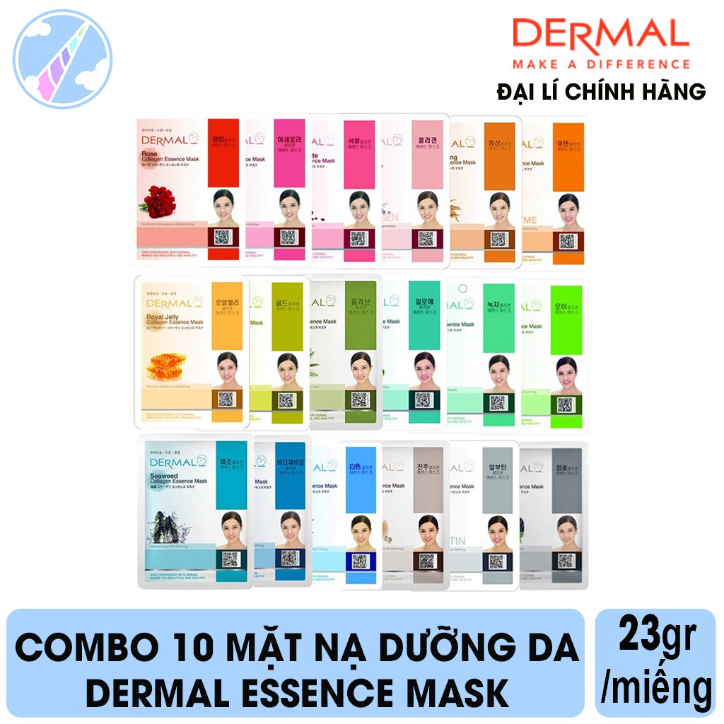 Combo 10 Mặt Nạ Dưỡng Da Dermal Essence Mask 23g