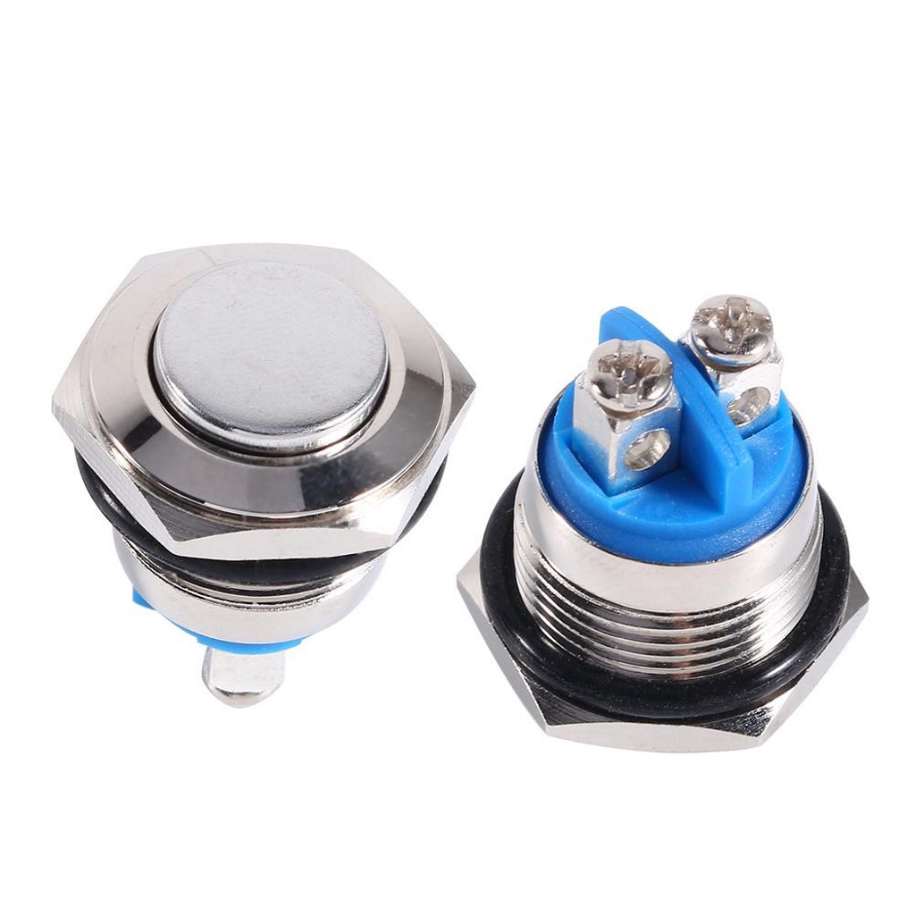 Công Tắc Nút Nhấn Đề Kim Loại Chống Nước 12V 16mm GQ16H-10 Nhấn Nhả