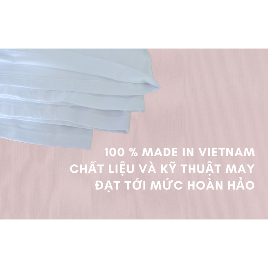 (MUA 2 còn 149k) Áo thun Kháng khuẩn cổ tim Trắng, Hoạ tiết Hoa cúc. Thêu tay (Handmade)