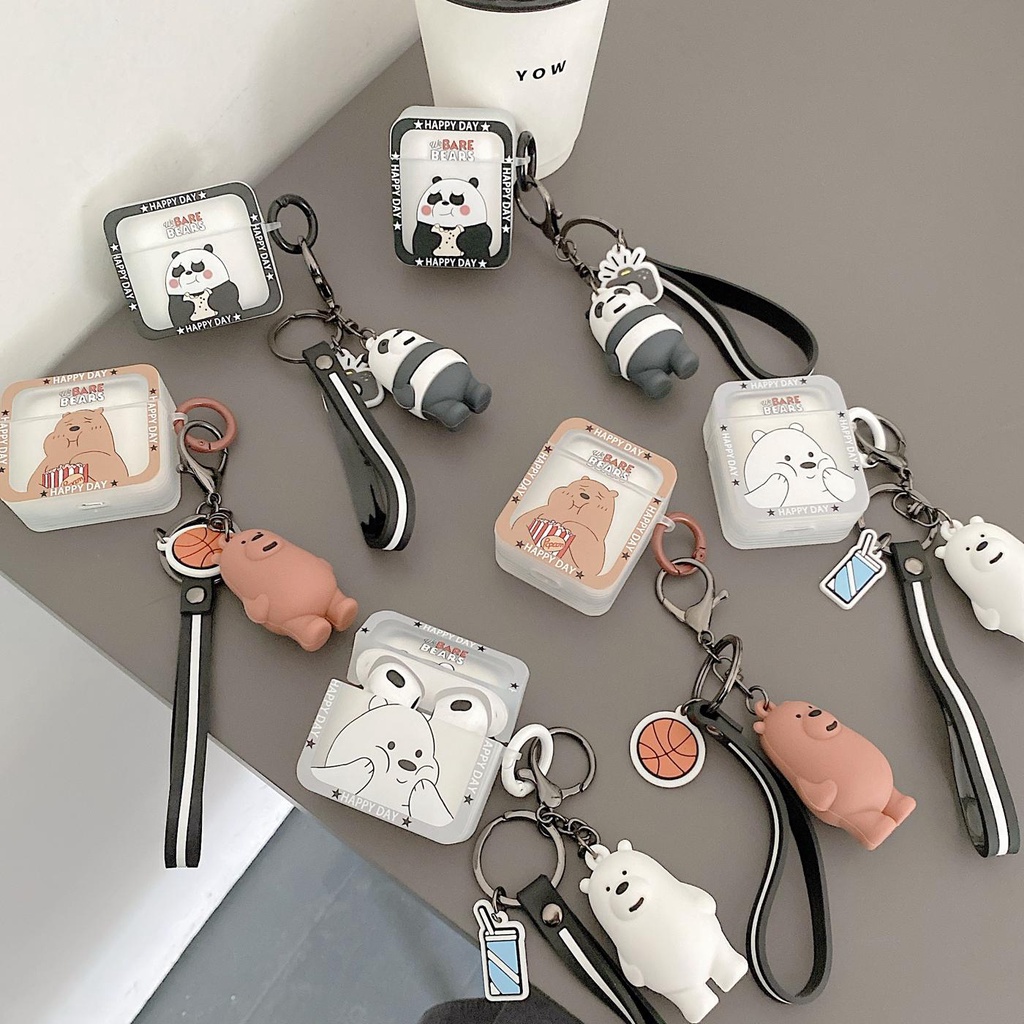 Vỏ Bảo Vệ Hộp Sạc Tai Nghe Airpods 1/2/pro 3 gen3 Bluetooth Bằng Silicon Mềm Hình Ba Chú Gấu Hoạt Hình