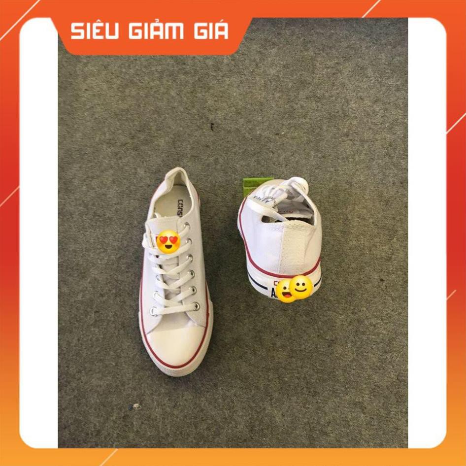 Giày thể thao cv cổ thấp trắng nam nữ - Video quay tại shop, tặng tất
