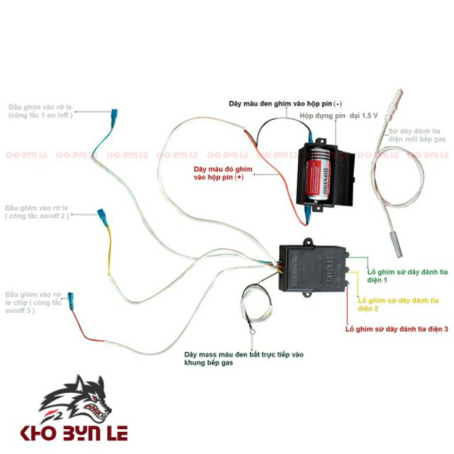 IC đánh lửa bếp ga âm 3 lò , DC 3V ghim giắc chính hãng