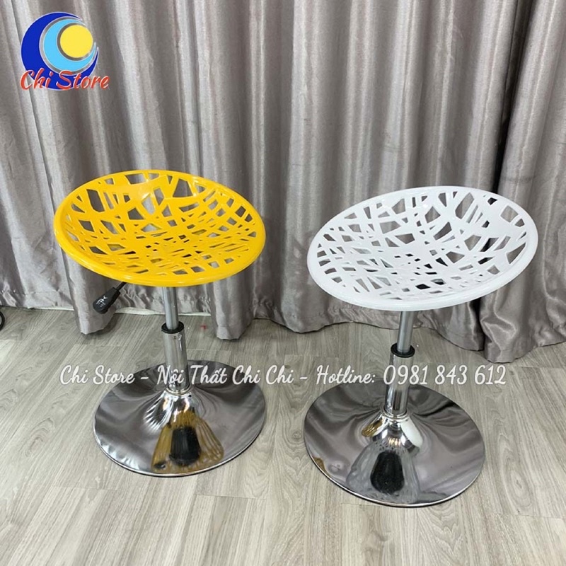 Ghế Ngồi Quầy Lễ Tân, Ngồi Bàn Trang Điểm, Ghế Livestream Nhựa Tuỳ Chỉnh Độ Cao Từ 30-50cm