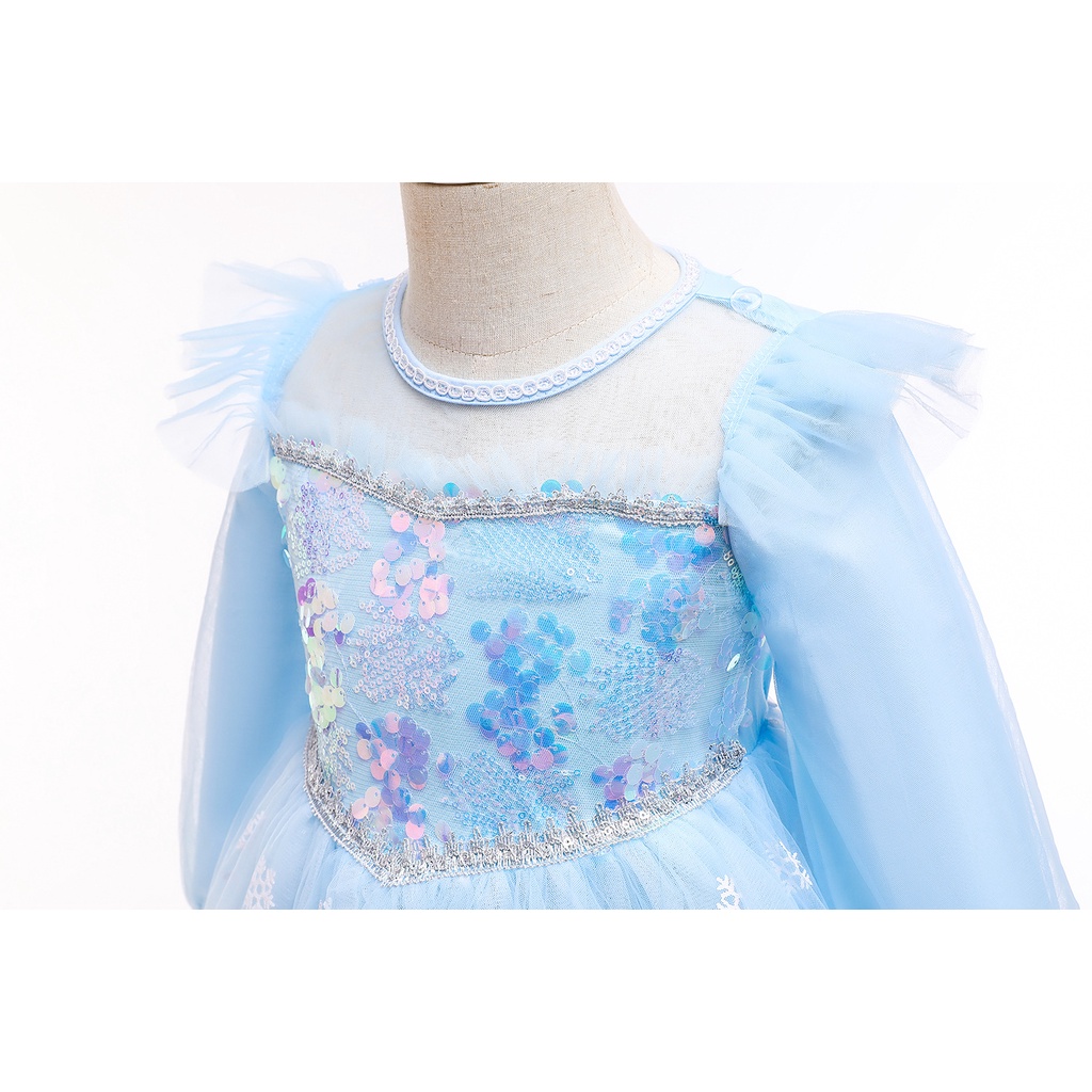 Váy đầm công chúa Elsa tay dài cho bé gái 4-10 tuổi - mẫu mới Frozen 2