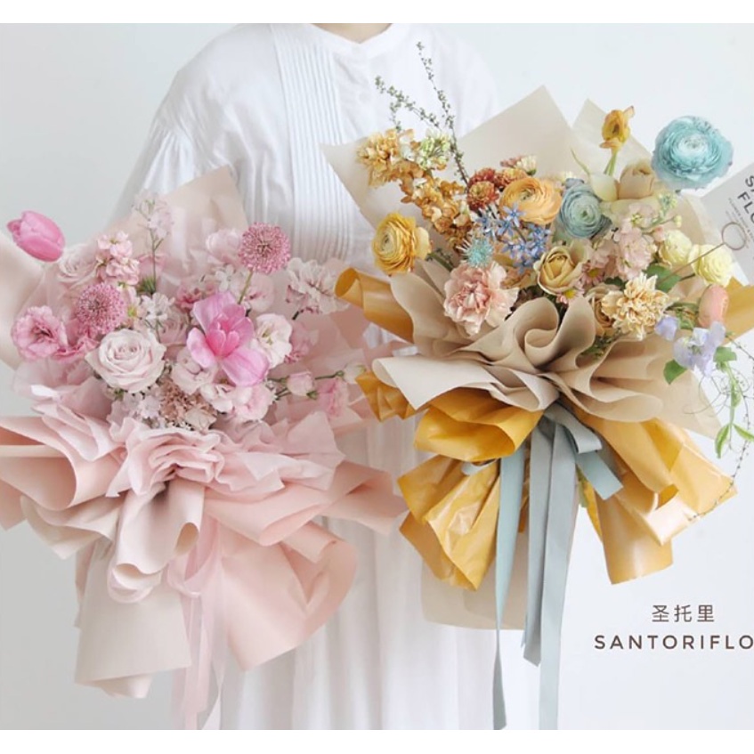 1 Giấy Gói Hoa Màu Sắc Mật Ong Dày Dặn Chống Thấm Nước