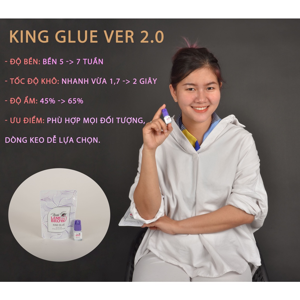 Keo Nối Mi Hani King Glue Ver 1 (5ml) - Keo Cho Thợ Mới Ra Nghề - Thời Tiết Nóng Ẩm - Khô Chậm (3s)