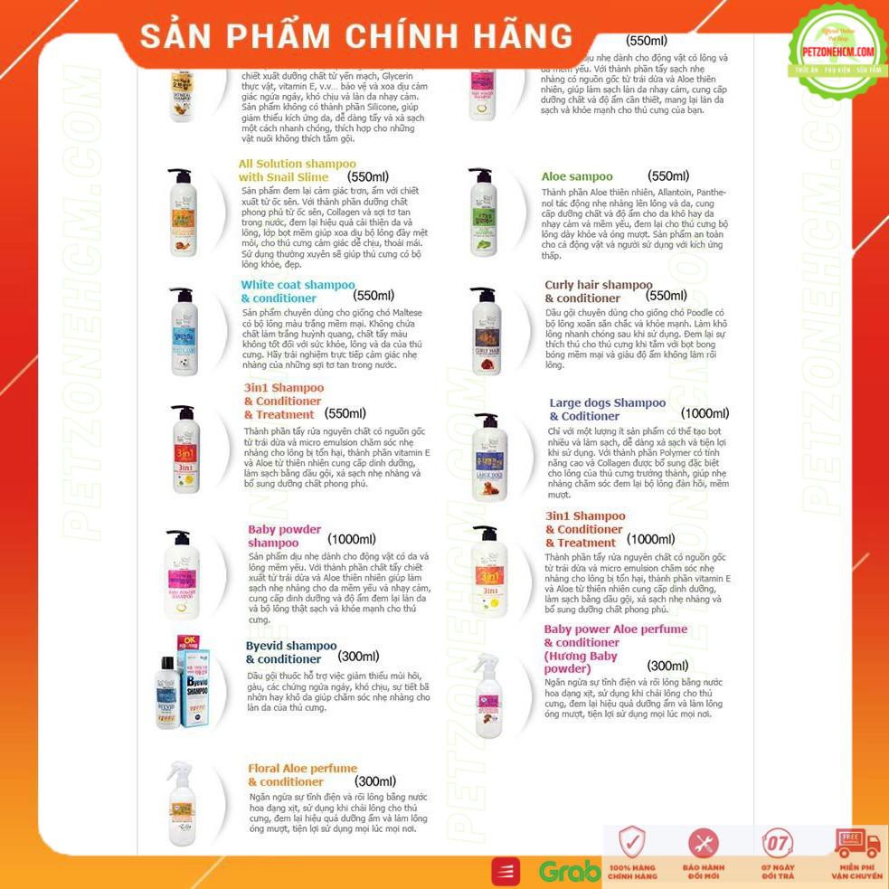 Dầu gội, xả và dưỡng 3 in1 Forcans 550ml cho chó - làm Sạch, giữ ẩm, cung cấp dinh dưỡng chiết xuất nha đam