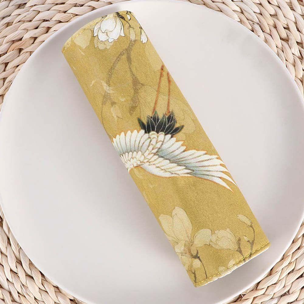 Túi Đựng Bút Họa Tiết Hoa Sen / Chim Hạc Kiểu Vintage Trung Hoa Dễ Thương