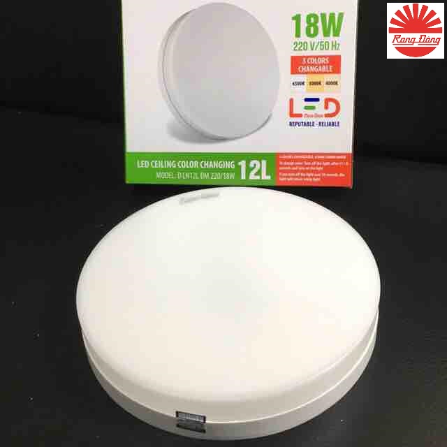 Đèn ốp trần tròn 18w đổi màu Rạng Đông Ø220mm