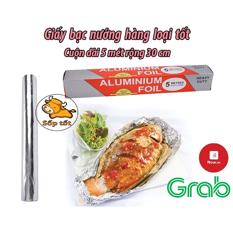 giấy bạc nướng đồ ăn thực phẩm thịt cá dạng cuộn tiện lợi loại tốt nguyên hộp dài 5 mét GD109