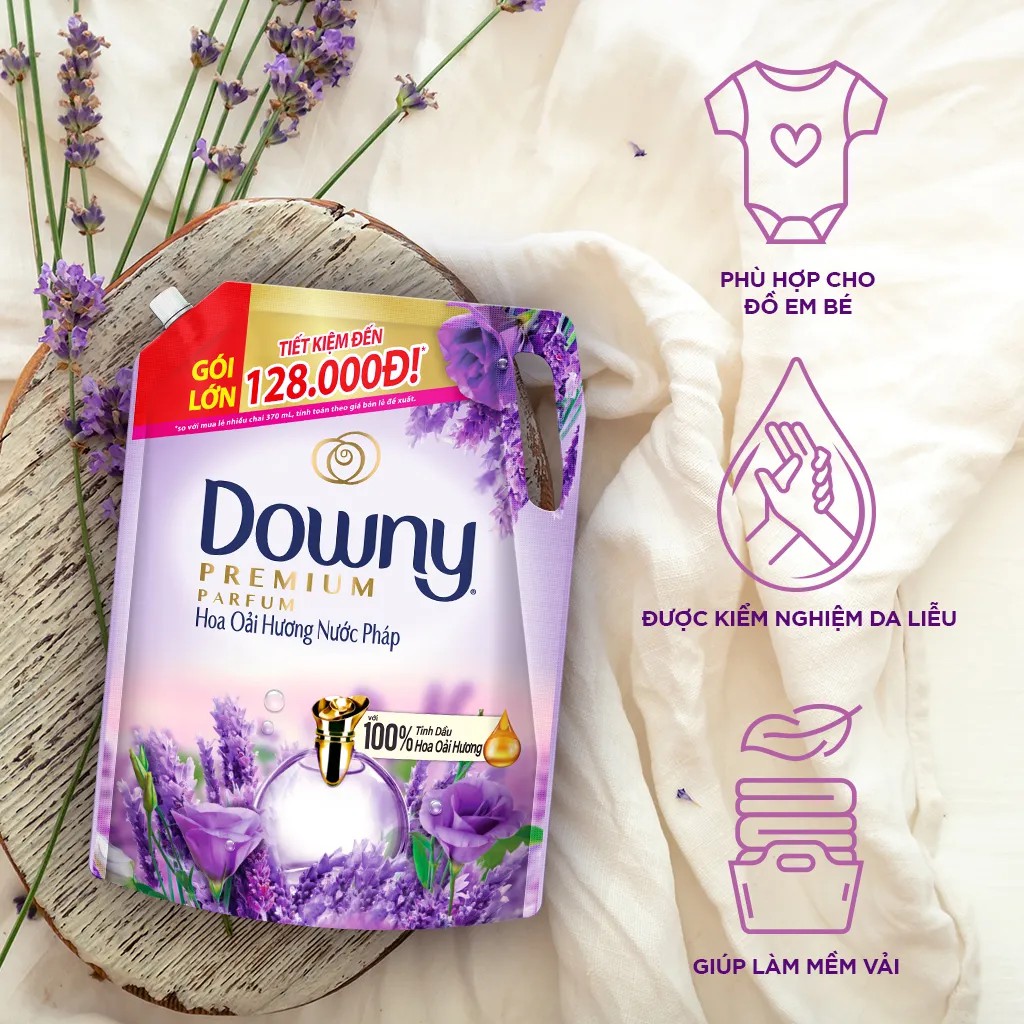 Nước xả vải Downy hương hoa Oải Hương nước Pháp (2.2L/3L)