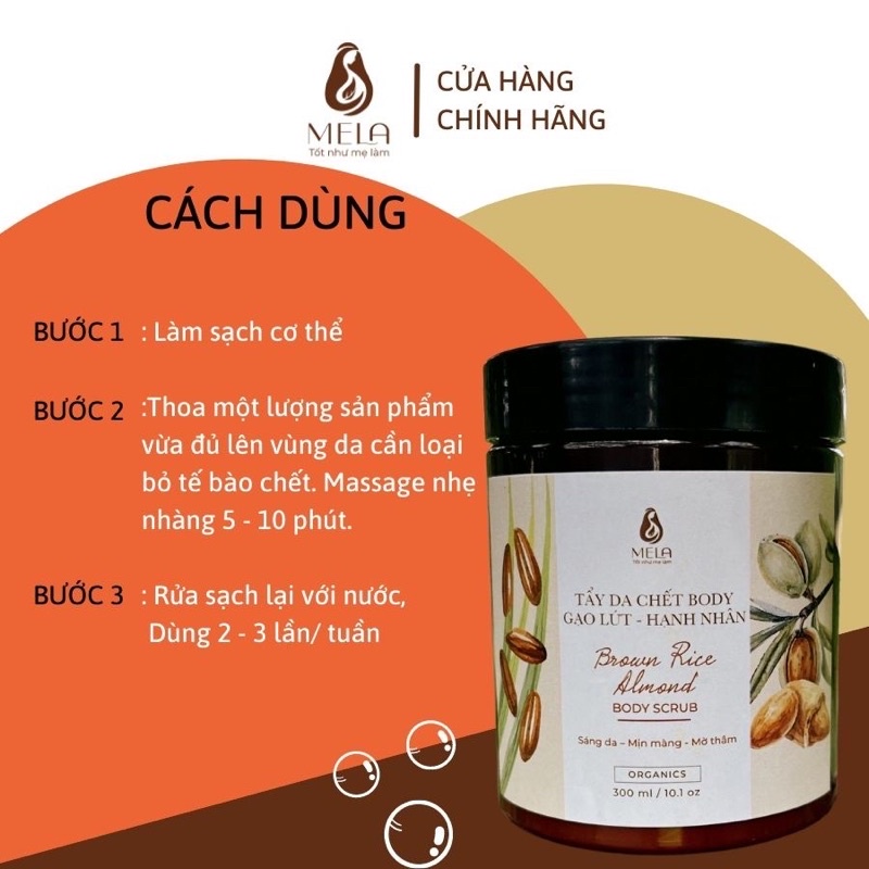 TẨY DA CHẾT BODY GẠO LỨT - HẠNH NHÂN MELA 250G