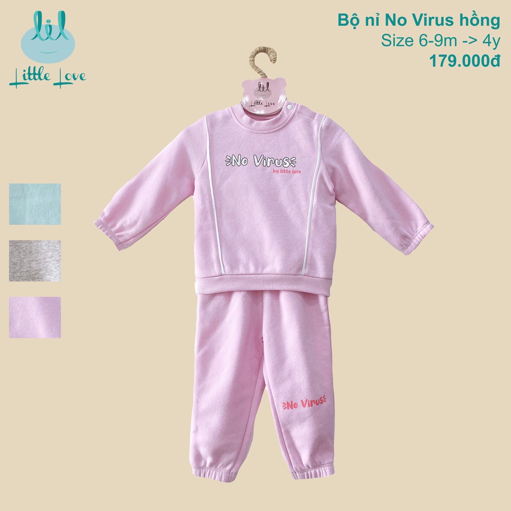 Bộ nỉ mỏng LIL Little Love cài vai thu đông cho bé trai bé gái