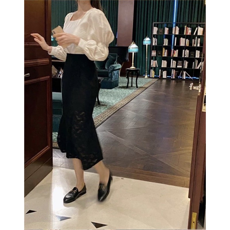 MS067 Áo sơ mi tay bồng cổ vuông