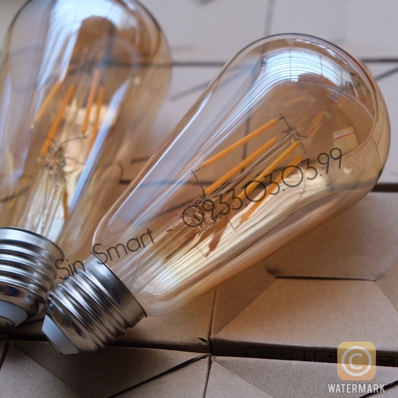Bóng Đèn Bóng LED Edison ST64 dimmer vỏ vàng