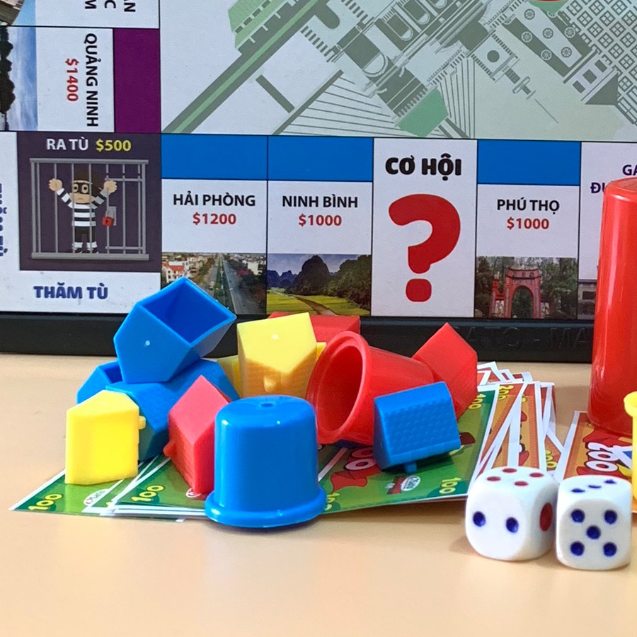 (Tặng 4 Quân Cờ Đua Ngựa) Cờ Tỷ Phú Giúp Trẻ Học Tính Toán Nhạy Bén, Tư Duy Tốt- Boardgame Thử Thách Làm Giàu