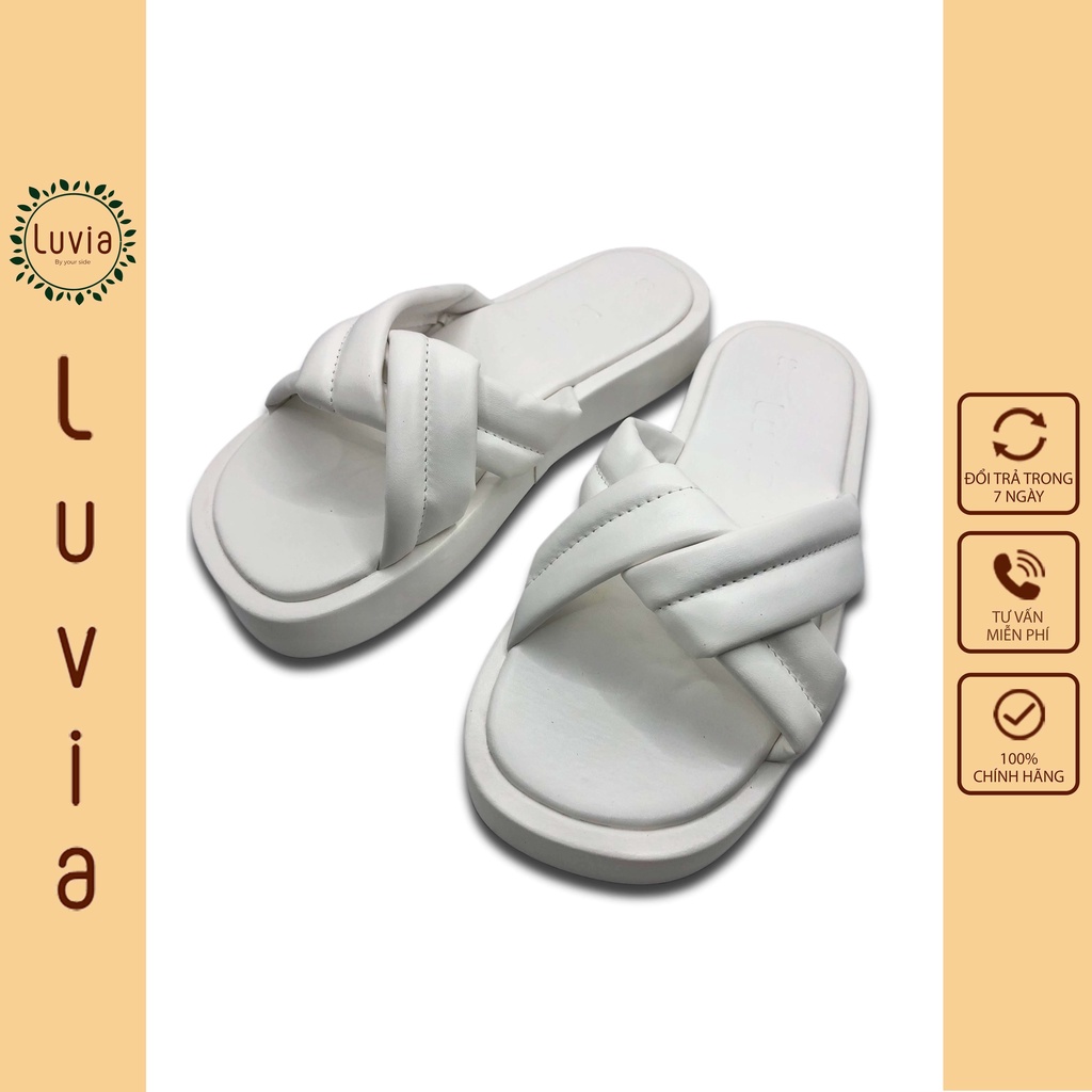 Dép cao gót 7 phân quai mảnh đế vuông 2 dây thời trang Luvia 74CG