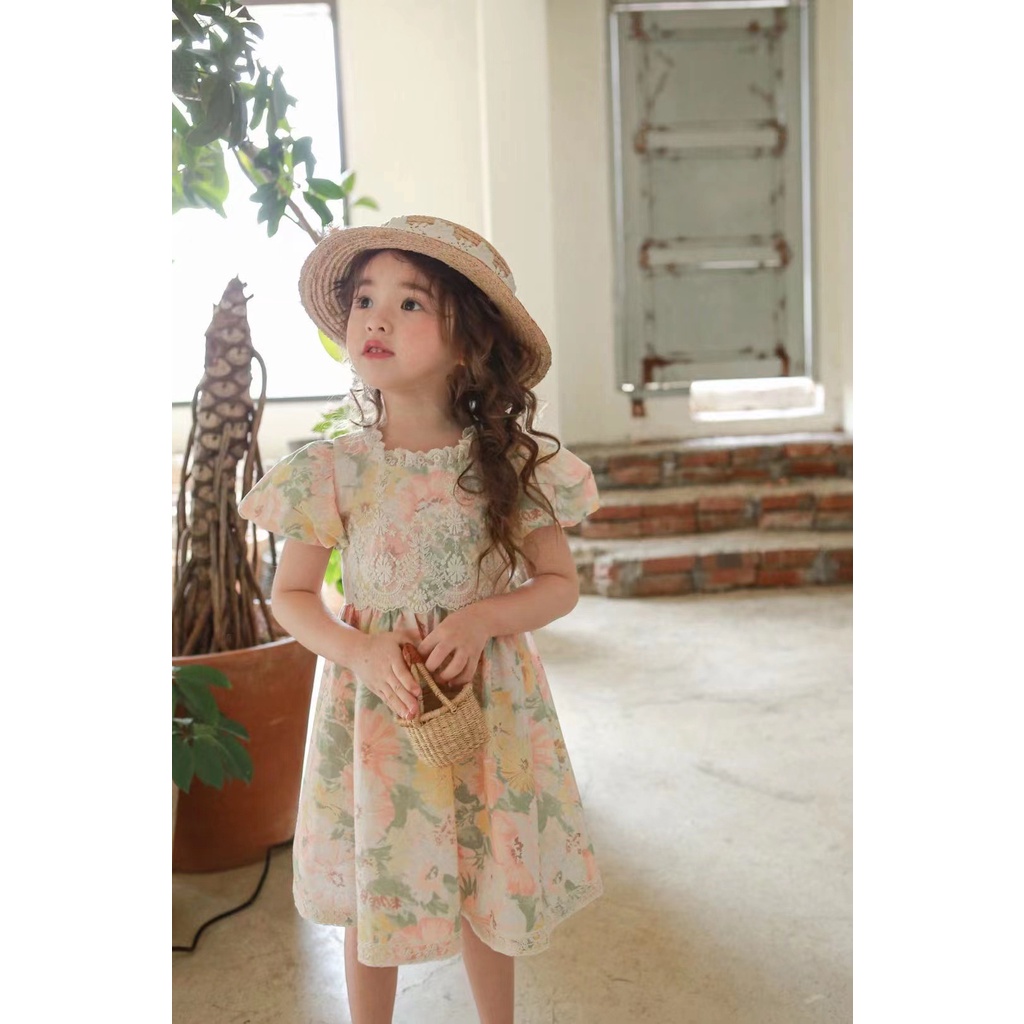 Hàng Mới Về Đầm Ren Hoa Hàn Quốc Mùa Hè 2022 Cho Bé Gái