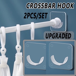 Set 2 giá đỡ thanh treo rèm cửa 4*4cm/ 6*6cm bằng nhựa trong suốt tự điều chỉnh tiện dụng