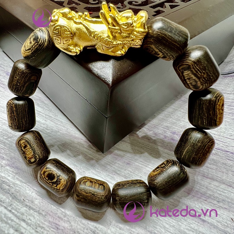 ( Hàng Vip + tặng hộp gấm ) Vòng Tay Gỗ Trầm Hương Sánh Chìm Trúc Bầu mix Tỳ Hưu Đồng Thau không Gỉ