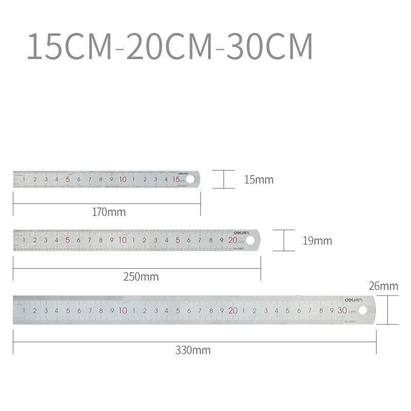 Thước Đo Lường Bằng Thép Không Gỉ Độ Dày Cao 15 CM 20 CM 30 CM