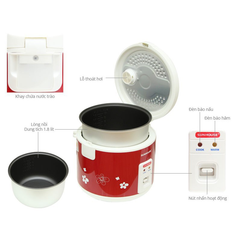 NỒI CƠM ĐIỆN SUNHOUSE SHD8601